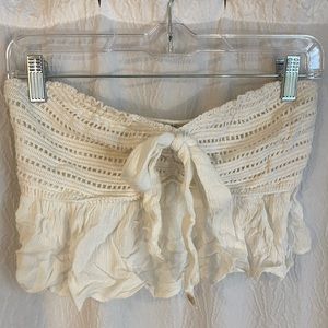 American Eagle Cream Tube Top with bow